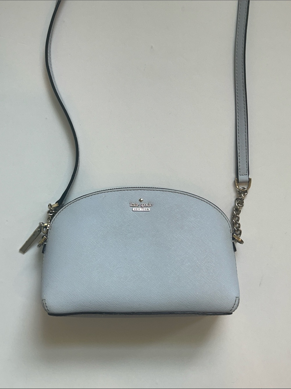 kate spade Blue/grey Leather Dome Crossbody with Gold Chain - Picture 3 of 11